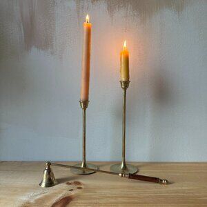 Vintage Brass Candle Snuffer with Wooden Handle Swing Bell Candle Extinguisher